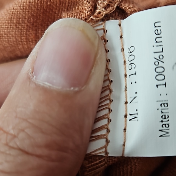 100% linen pocket pullon elastic waist salmon color pants size XXL - Picture 6 of 6